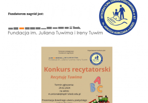 Organizator i Fundator nagród Międzyszkolnego Konkursu Recytatorskiego - Recytuję Tuwima